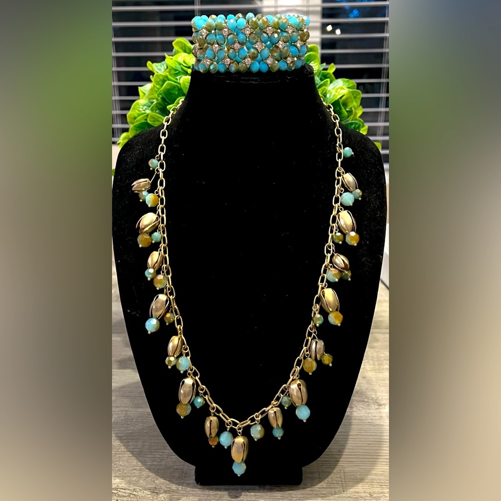 Vintage set features blue and gold with ab and iridescent quiet bling-stunning!!
